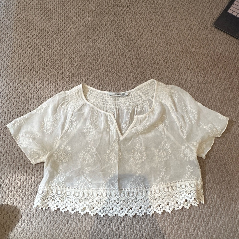 Zara White Lace Blouse